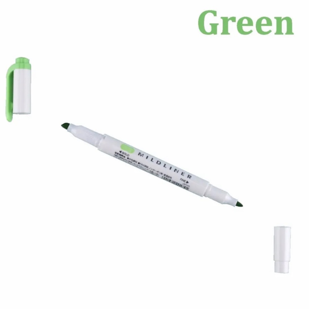 (2)/New Zebra Mildliner Double Ended Highlighter Marker Pens (2) Green